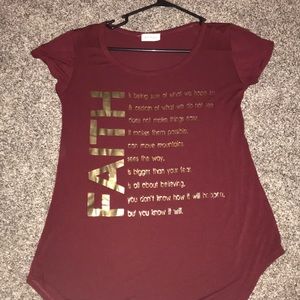 Maroon, “Faith” shirt